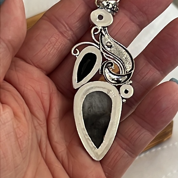 #146 Zebra Jasper Black Onyx & Rainbow Moonstone Handcrafted Pendant NWOT - Picture 6 of 13